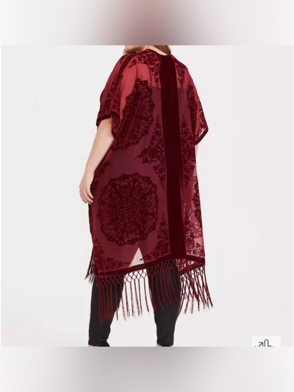 Torrid 3/4 deep magenta velvet burnout kimono duster - Picture 7 of 7